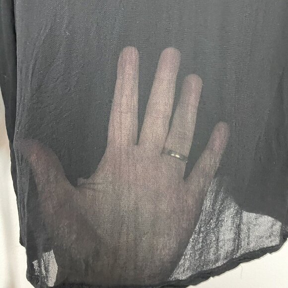 World Market Black Sheer Embroidered Top Tassled Sleeves Size Small Medium - Picture 7 of 7